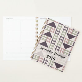Staubrosafarbenes geometrisches Quiltmuster Planer