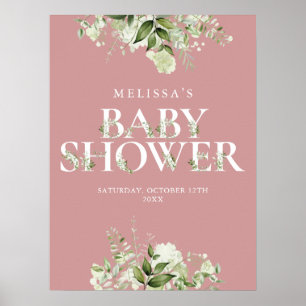 Staubrosafarbenes Grünzeug-Babyshower-Schild Poster
