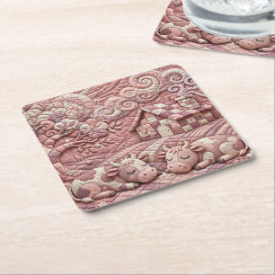 Staubrosafarbenes reizendes quiltartiges Kuh-Patch Rechteckiger Pappuntersetzer