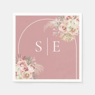 Staubrose Pampasgras-Bogen-Monogramm-Servietten Serviette