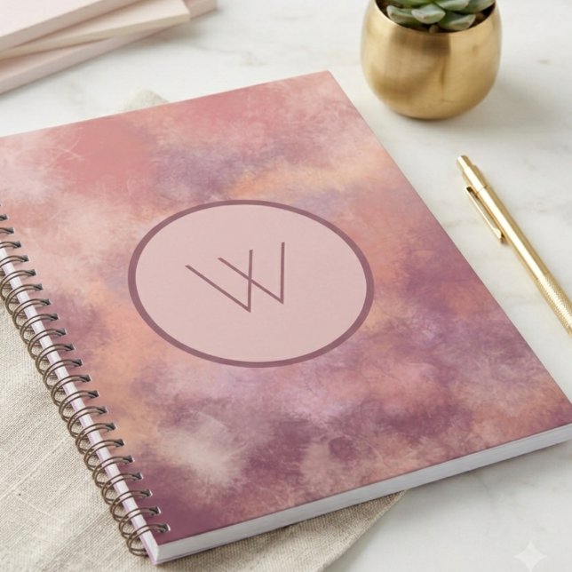 Staubrose Wasserfarbe Abstrakter Monogramm Journal Notizblock (Elevate your daily note-taking with this elegant dusty rose watercolor monogram journal.)