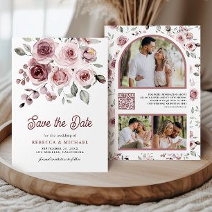 Staubrosen-Hochzeitsfoto mit QR-Code Save The Date
