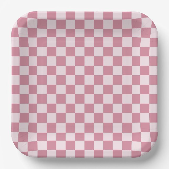 Staubrosen-Schachbrettmuster Pappteller (Vorderseite)