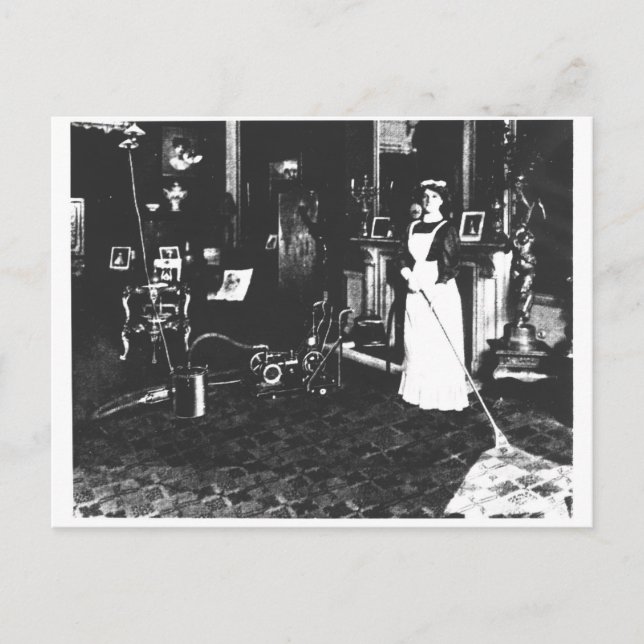 Staubsauger am Arbeitsplatz Postkarte (Vorderseite)