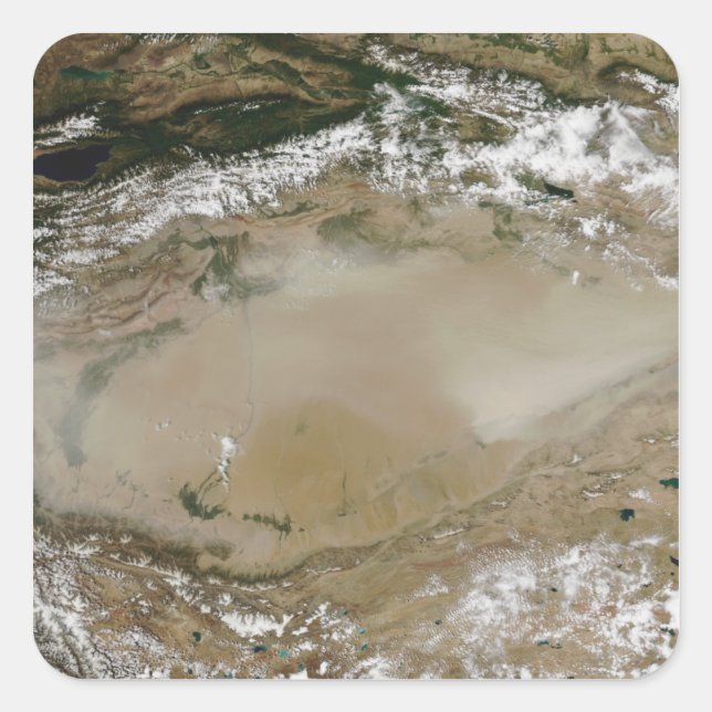 Staubsturm in der Taklimakan-Wüste, China Western Quadratischer Aufkleber (Vorderseite)