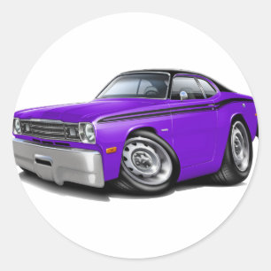 Staubtuch-Lila-Schwarzes Spitzenauto 1970-74 Runder Aufkleber