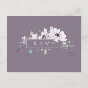 Staubviolette Blumen-Hochzeits-RSVP-Songwunsch Einladungspostkarte