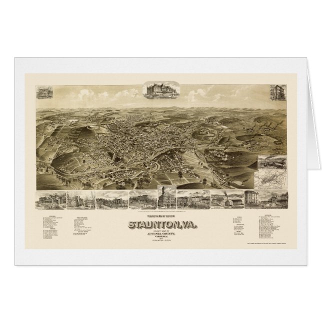 Staunton, carte panoramique de VA - 1891 (Devant horizontal)