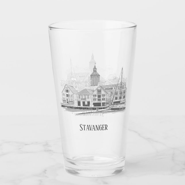 Stavanger Norwegen Beautiful Streetscape Beer Glas (Vorderseite)