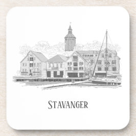 Stavanger Norwegen Beautiful Streetscape Zeichnend Getränkeuntersetzer