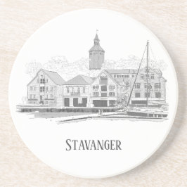 Stavanger Norwegen Beautiful Streetscape Zeichnend Getränkeuntersetzer