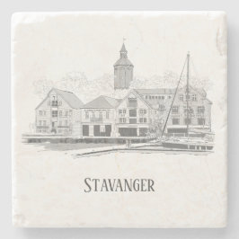 Stavanger Norwegen Beautiful Streetscape Zeichnend Steinuntersetzer