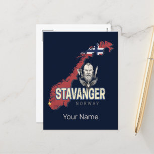 Stavanger Norwegen Retro City Map Vintager Urlaub Feiertagspostkarte