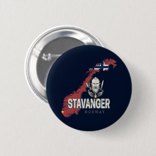 Stavanger Norwegen Retro-Stadtplan Vintage-Urlaub Button