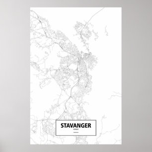 Stavanger, Norwegen (Schwarzes auf Weiß) Poster
