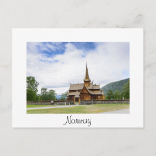 Stave church à Lom, Norvège Carte postale en texte