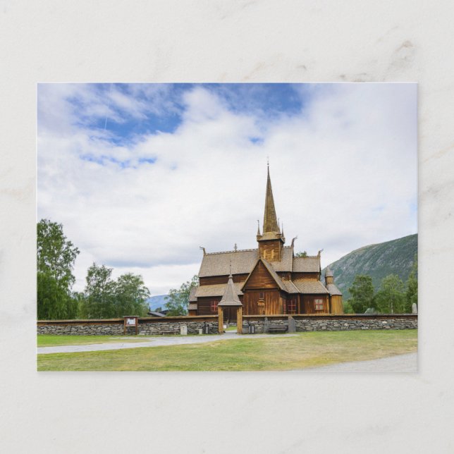 Stave church in Lom, Norwegen Postcard Postkarte (Vorderseite)