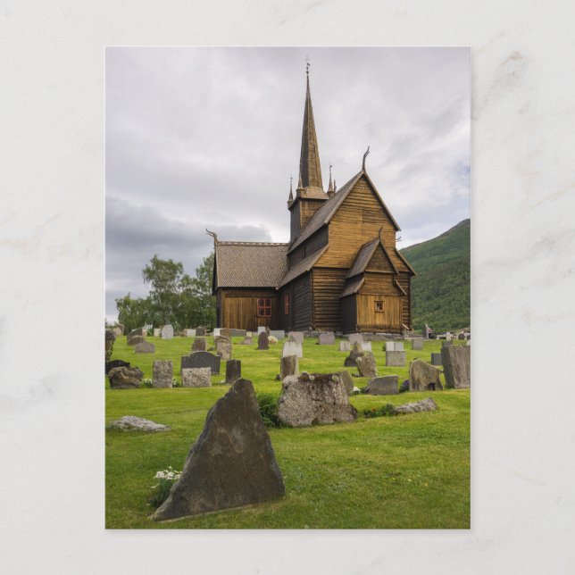 Stave Kirche mit Friedhof in Norwegen Postkarte (Vorderseite)