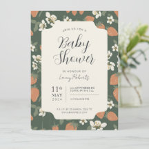 Stawberry Floral Baby Shower Einladung