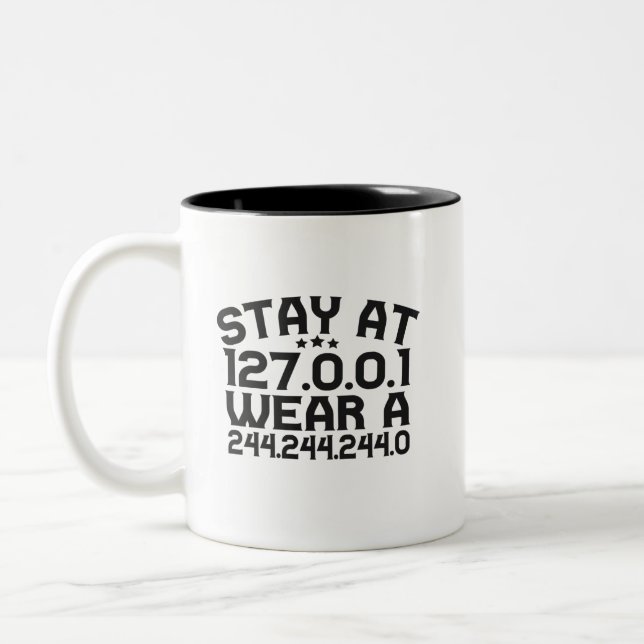 Stay at Funny Software Developer Gift Programer Zweifarbige Tasse (Links)