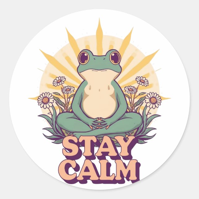 Stay Calm Frog Sticker (Vorderseite)