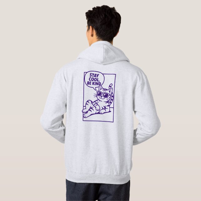 Stay Cool Be Kind Chill Cat Positivity Hoodie (Schwarz voll)
