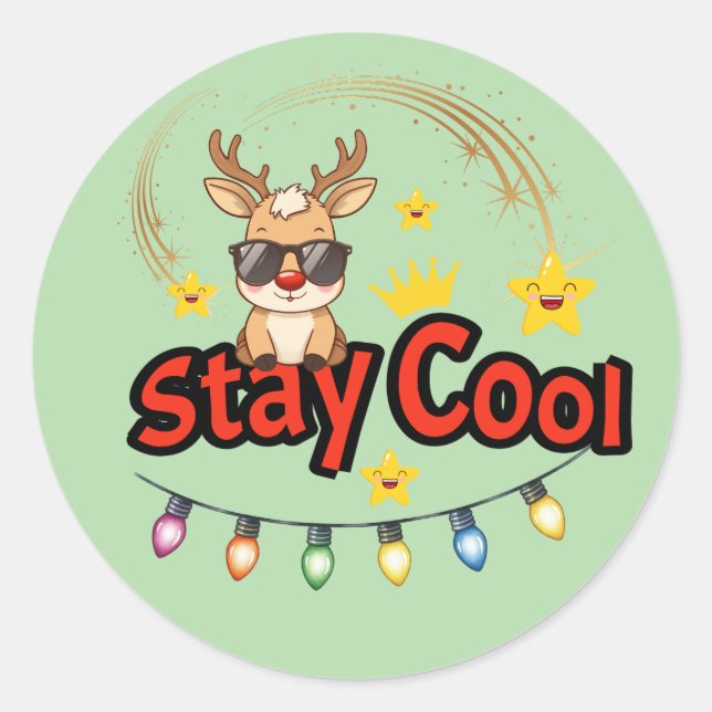 Stay Cool Christmas Reindeer Sticker (Devant)
