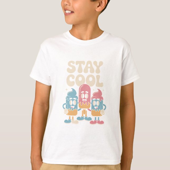 Stay Cool Retro Ice Cream T-Shirt (Vorderseite)