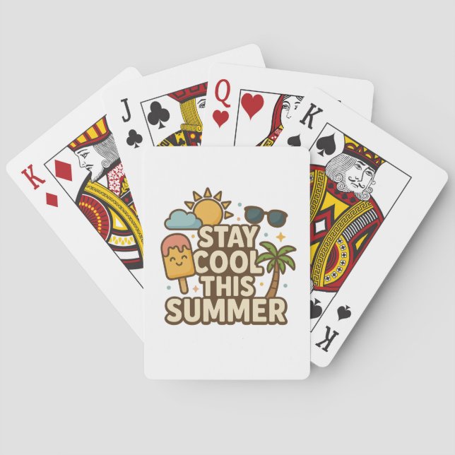 Stay Cool This Summer - Cute Summer Ice Cream Tee Spielkarten (Rückseite)