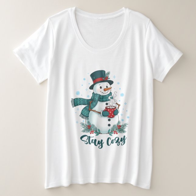Stay Cozy Winter Snowman With Hot Cocoa (Design devant)