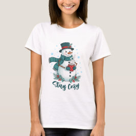 Stay Cozy Winter Snowman With Hot Cocoa T-Shirt