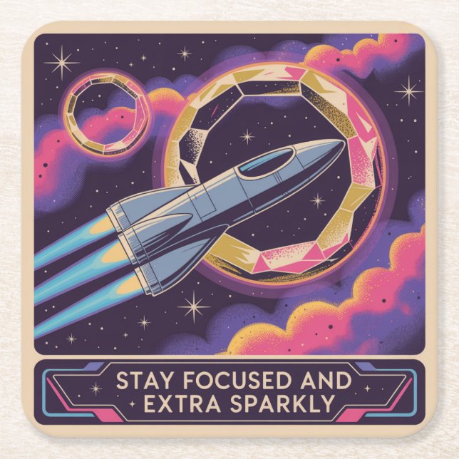 Stay Focused And Extra Sparkly Rechteckiger Pappuntersetzer (Vorderseite)