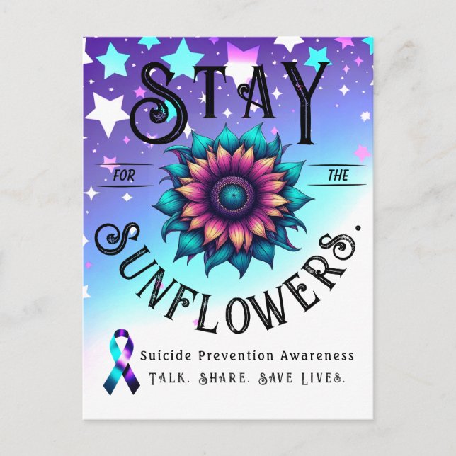 Stay For the Sunflowers Card Postkarte (Vorderseite)