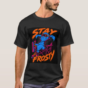 Stay Frosty Blue Monster Grafik T-Shirt