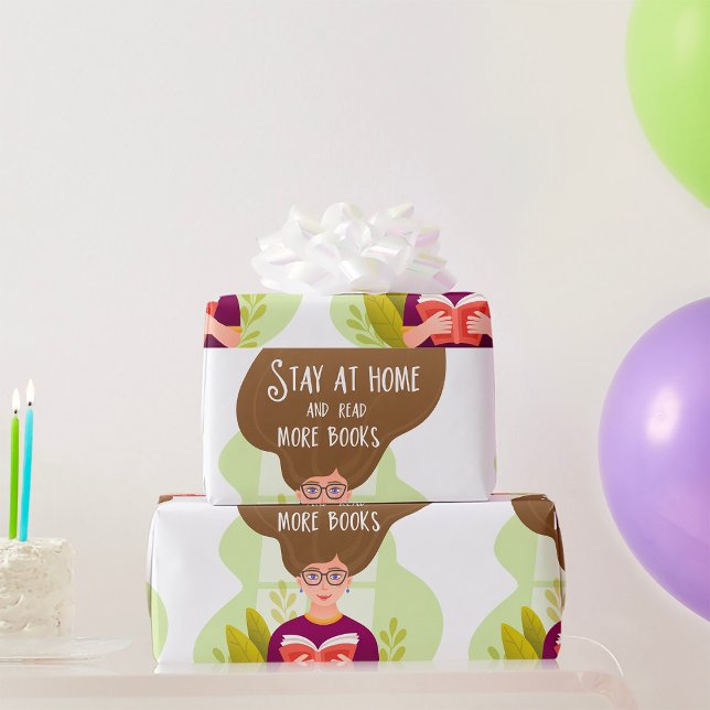 Stay Home Read More Books Book Lover Geschenkpapier (Von Creator hochgeladen)