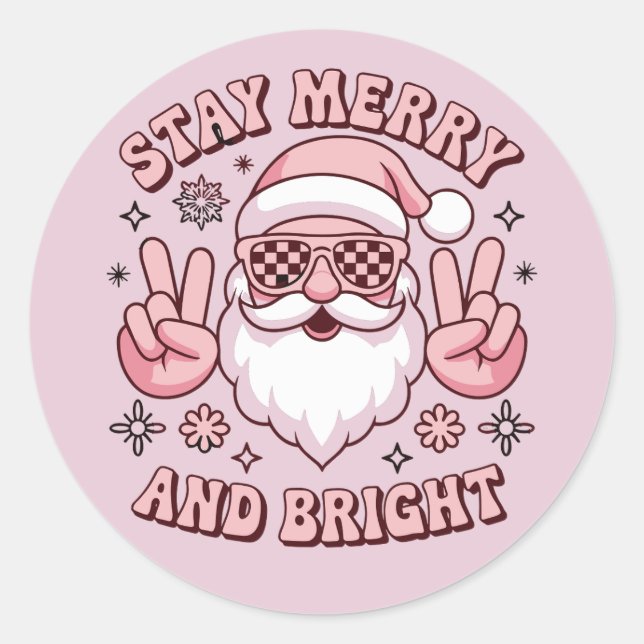 Stay Merry And Bright Christmas Ugly Xmas  Runder Aufkleber (Vorderseite)
