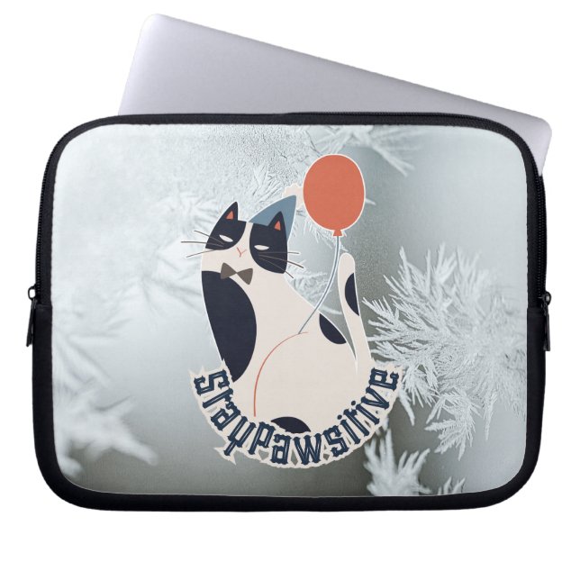Stay Pawsitive Cat Illustration 10 Inch Laptop Tab Laptopschutzhülle (Vorderseite)