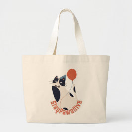 Stay Pawsitive Jumbo Tuxedo Cat Birthday Party  Jumbo Stoffbeutel