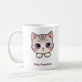 Stay Pawsitive Kawaii Kitten | Custom Name Coffee  Kaffeetasse