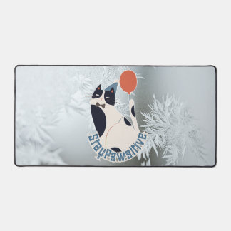 Stay Pawsitive Modern Cat Art Large Desktop Desk M