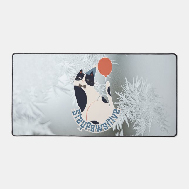 Stay Pawsitive Modern Cat Art Large Desktop Desk M (Recto)