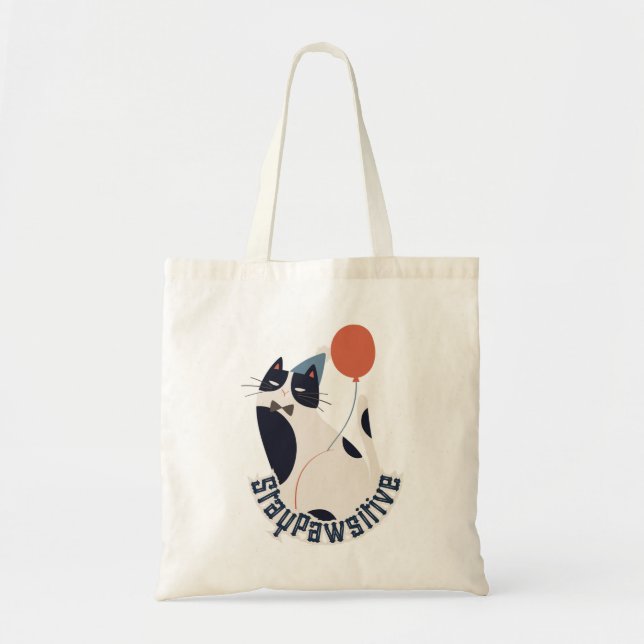 Stay Pawsitive Tuxedo Cat Birthday Party Budget  Tragetasche (Vorne)