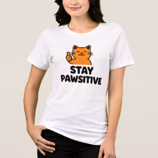 stay pawsitive women's Ginger cat T-Shirt Tri-Blend Shirt