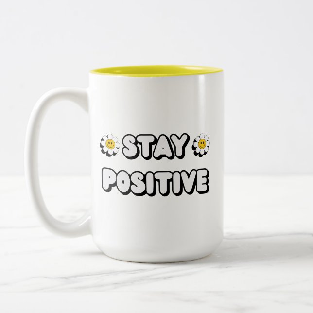 Stay Positive Zweifarbige Tasse (Links)
