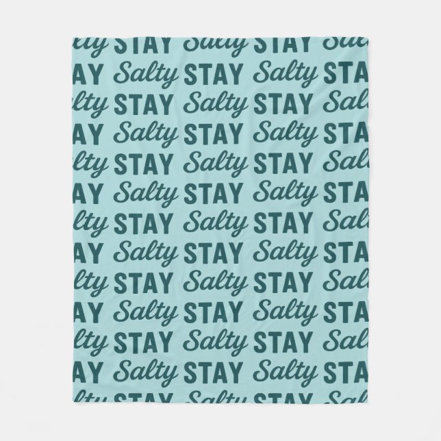 Stay Salty - Coastal Teal Sea Glass Blue Graphic Fleecedecke (Vorderseite)