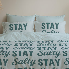 Stay Salty | Reversible Coastal Teal Blue Graphic Kissenbezug