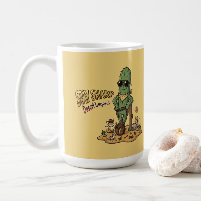 Stay Sharp Desert Legend Cowboy Cactus Illustratio Kaffeetasse (Mit Donut)