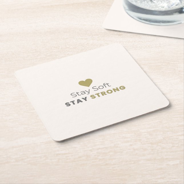 Stay Soft Stay Strong Minimal Motivational Coaster Rechteckiger Pappuntersetzer (angewinkelt)