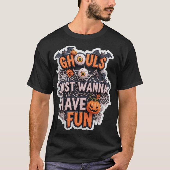 Stay Spooky 3D Halloween graphic with bats ghosts  T-Shirt (Vorderseite)
