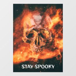 Stay Spooky. Flaming skull in space Fensteraufkleber